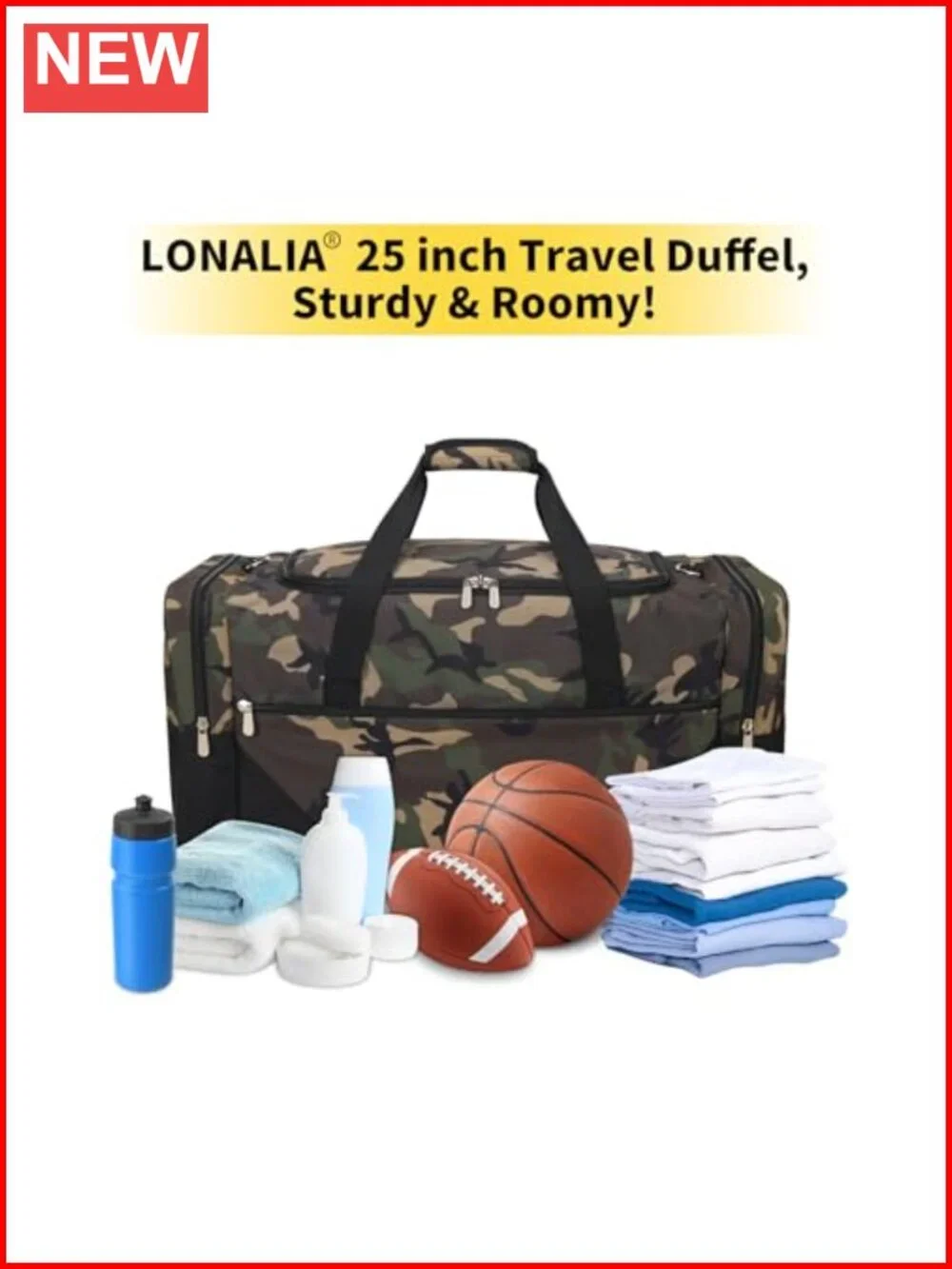 Large Travel Duffel Bag 56L Weekender with Trolley Sleeve